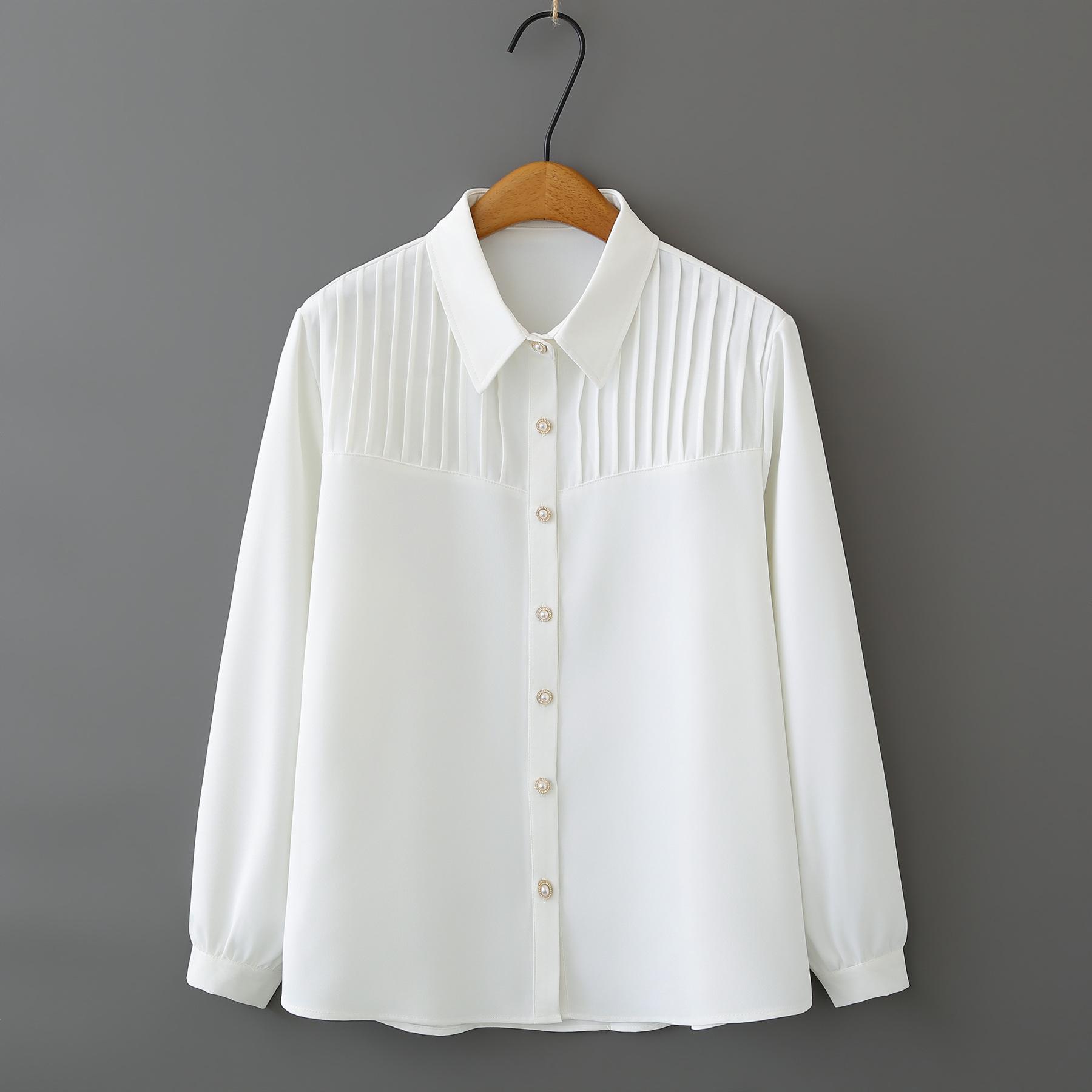 2026 Spring Plus Size Pleated Cardigan: Women s Long Sleeve Chiffon Top 4XL белый