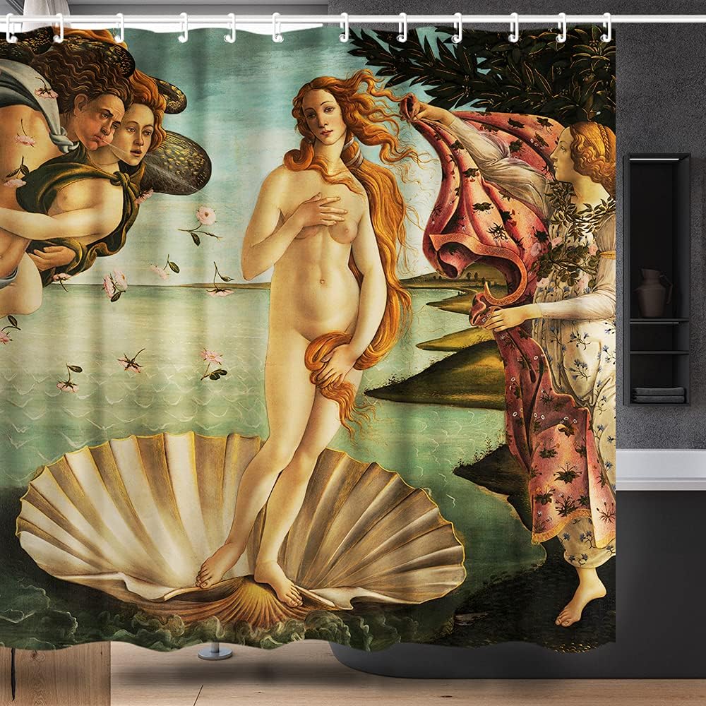 Bohemian Style Mermaid Goddess Classical Art Shower Curtain Liner Ocean Nautical Vintage Bathroom Decor Mythology Painting