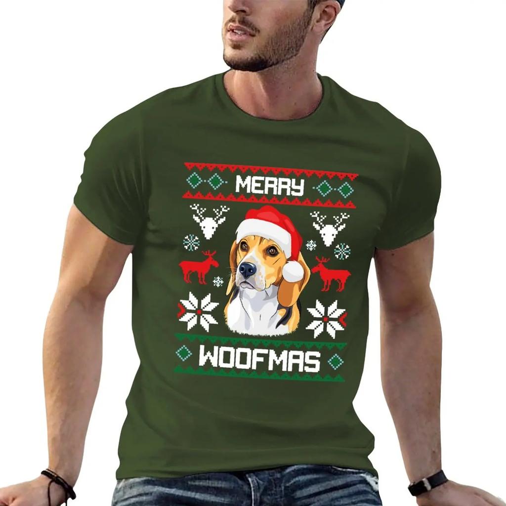 Beagle Merry Woofmas Christmas Dog Gift T-Shirt summer clothes summer tops anime clothes t shirts