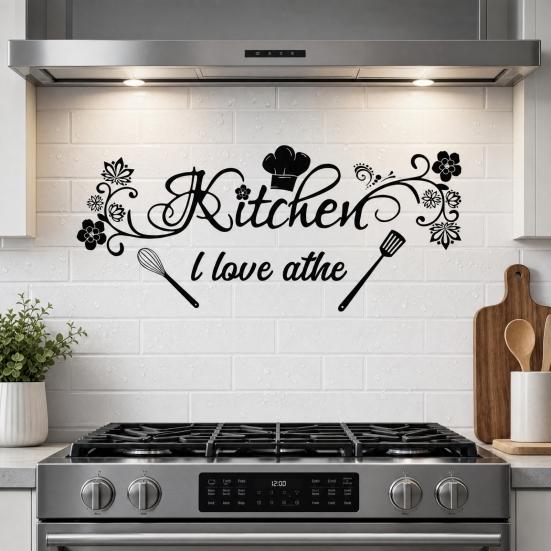 Buchstaben Kochmützen Design Fensteraufkleber, Wasserdicht Feuchtigkeitsbeständig Ölbeständig Glasaufkleber für Wohnzimmer Schlafzimmer Eingangsbereich Heimdekoration