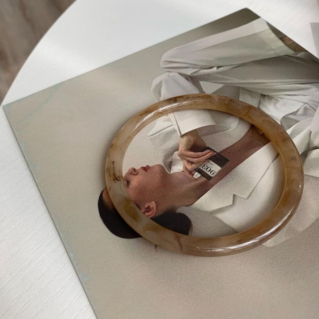 Retro Brown Resin Bangles Acrylic Marble Bracelet For Women Fashion Party Jewelry Gifts