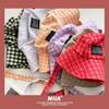 Ins Popular Niche Retro Plaid Strap Bucket Hat Spring Summer Travel Versatile Fashion Wide Brim Sun Protection Women'S Sun Caps