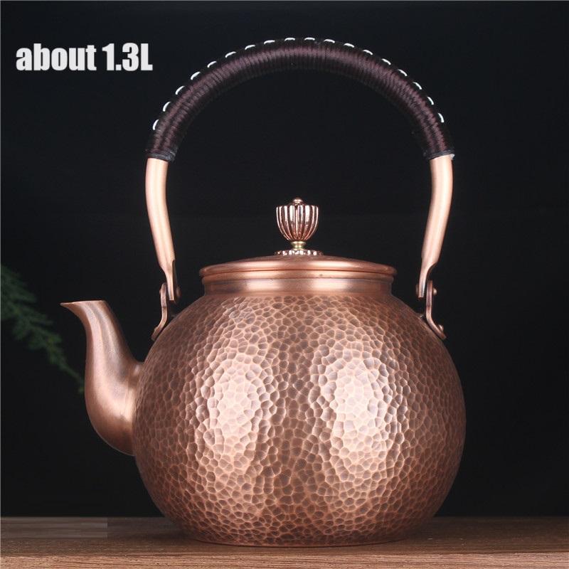 Handmade Hammer Strike Pattern Copper Teapot Thickened Uncoated Boiling Kettle