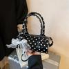 Women's Polka Dot Pillow Handbag, Retro Style Boston Bag, Crossbody Cylindrical Bag Zippered Underarm Small Bag