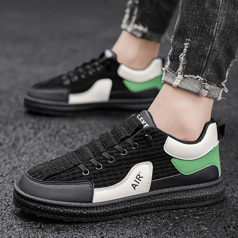 Outdoor Casual Shoes For Men Trendy Low Top Lace Up Korean Style Youth Travel Flat Bottom Men'S Shoes Breathable Sneaker