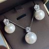 Simple Stylish Simulated Pearl Earrings with Cubic Zirconia Fashionable Women Silver Color Luxury Trendy Jewelry