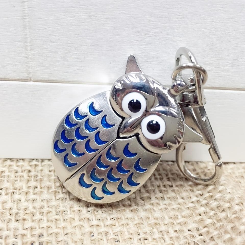 1PC Retro Silver Children s Cartoon Flip Creative Pocket Watch Necklace Women s Watch Student Watch Primary School Student Keych синий