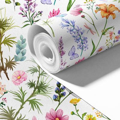 Floral Wallpaper Stick and Peel Leaf Dragonfly Butterfly Wall Paper Roll Removable Waterproof Contact Paper for Bedroom Wall