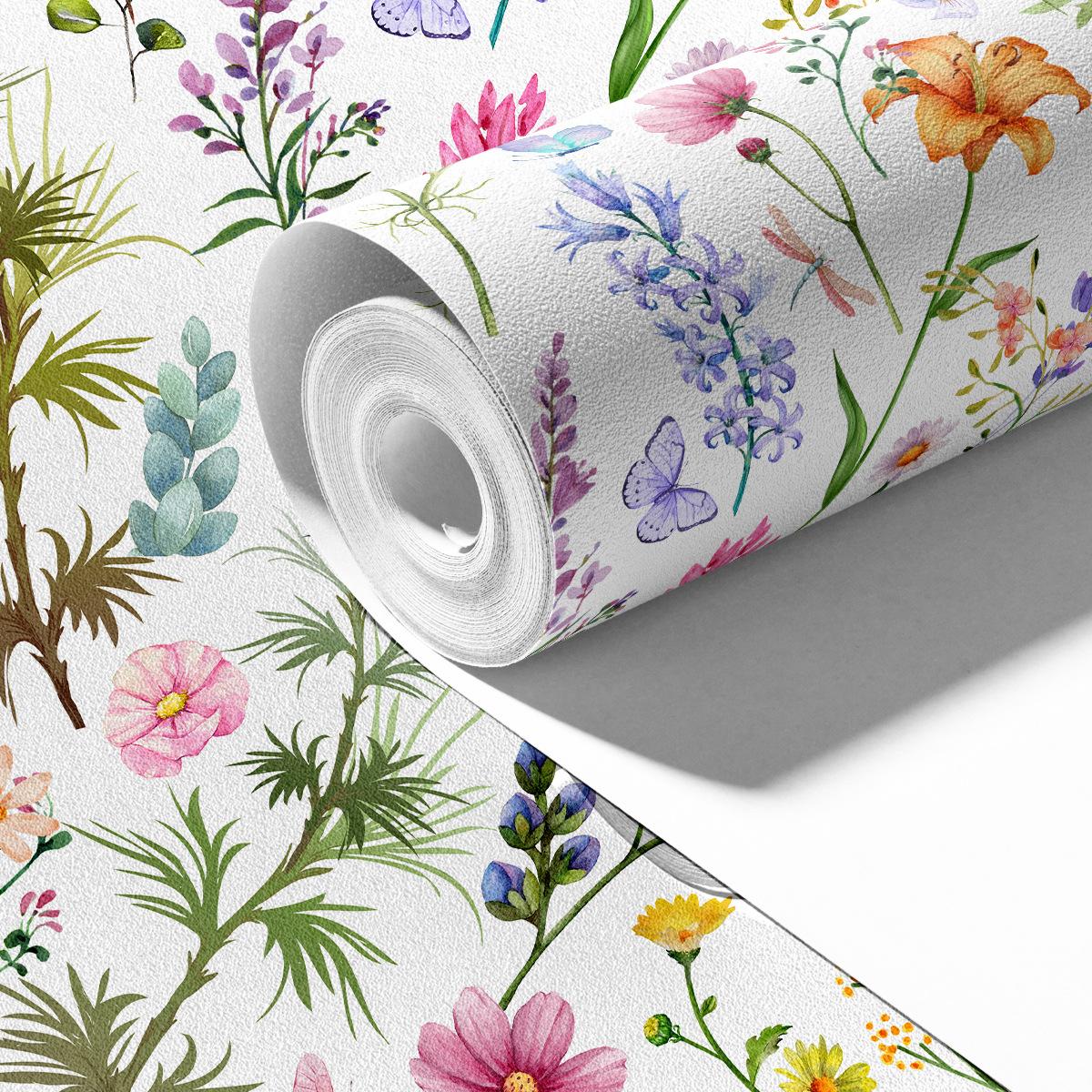 

Квіткові шпалери, що клеяться та знімаються, з листям, бабками, метеликами, рулон шпалер, знімні, водонепроникні контактні папери для стіни спальні 45x300cm