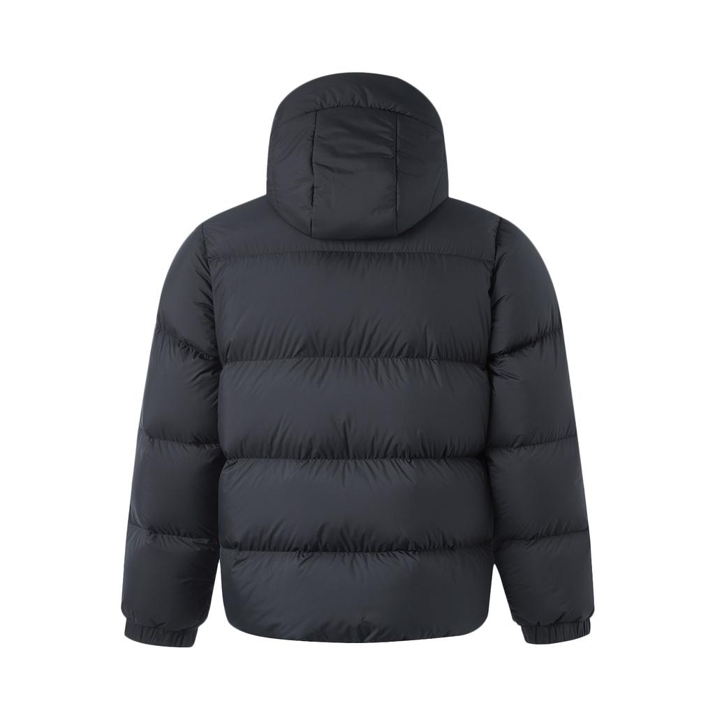 Li Ning Sports Lifestyle Series Solid Color Casual Short Hooded Down Jacket Men Outerwear Black AYMU115-12