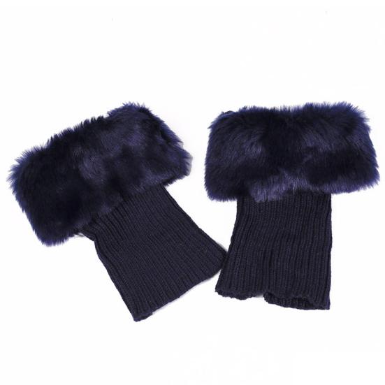 Зимние женские вязаные носки-ботфорты с манжетами из искусственного меха, однотонные, короткие, теплые