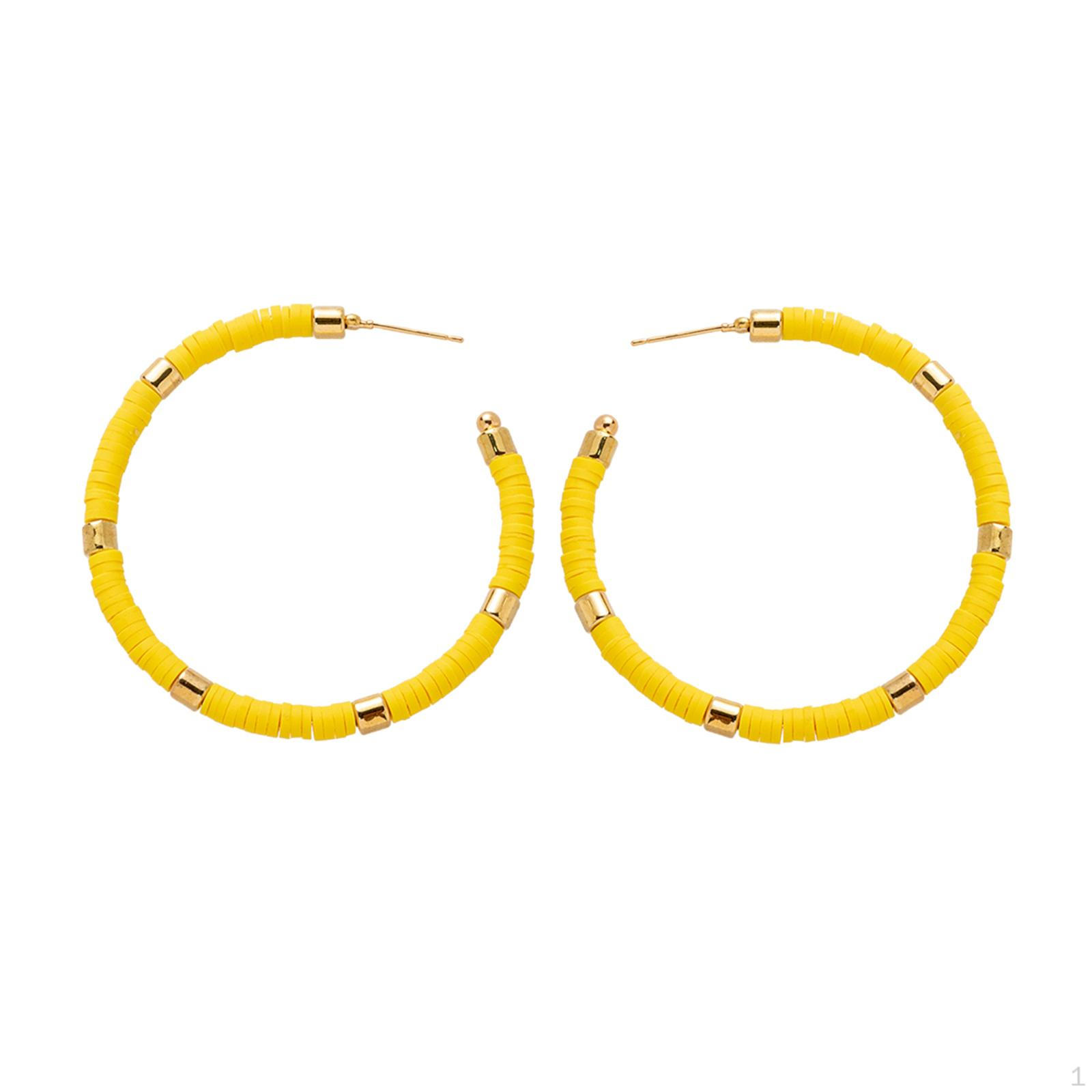 

C Shaped Hoop Earrings Gift Fashion Diameter 5.5cm Lightweight for Girls жёлтый