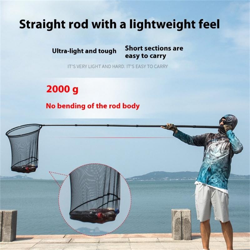 Kohlefaser-Fischkescherstange Angelgriffstangen Lange Fischernetze Teleskopgriff Klappstangen Langlebig