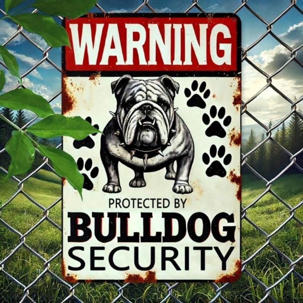Metallposter Bulldog Sicherheitswarnung 20x30cm Aluminium Wandkunst Heimdekoration