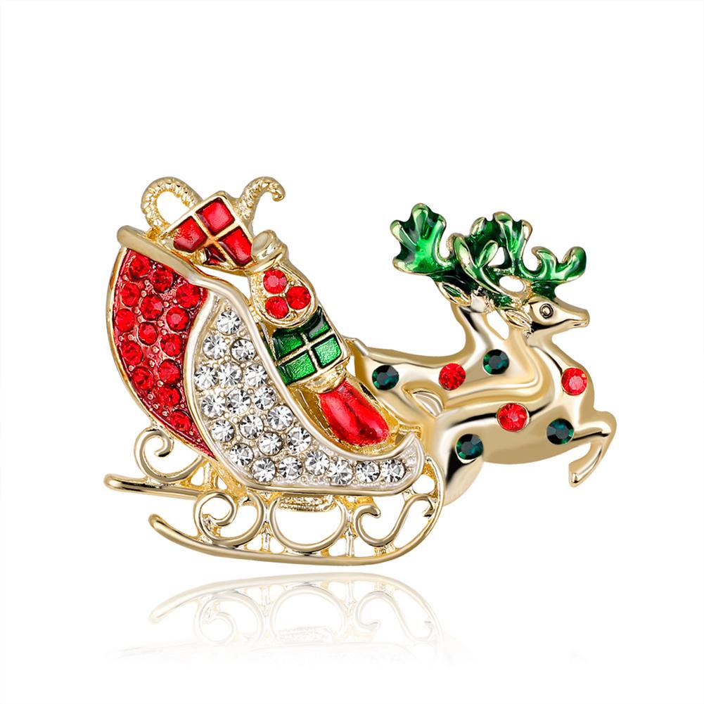 Women Delicate Christmas Style Santa Sleigh Design Brooch Perfect Wear Decoration