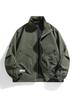 2025 Men's Stand-Collar Solid Color Jacket: Hong Kong Style, Casual Plus Size, Thin Military-Industrial Coat
