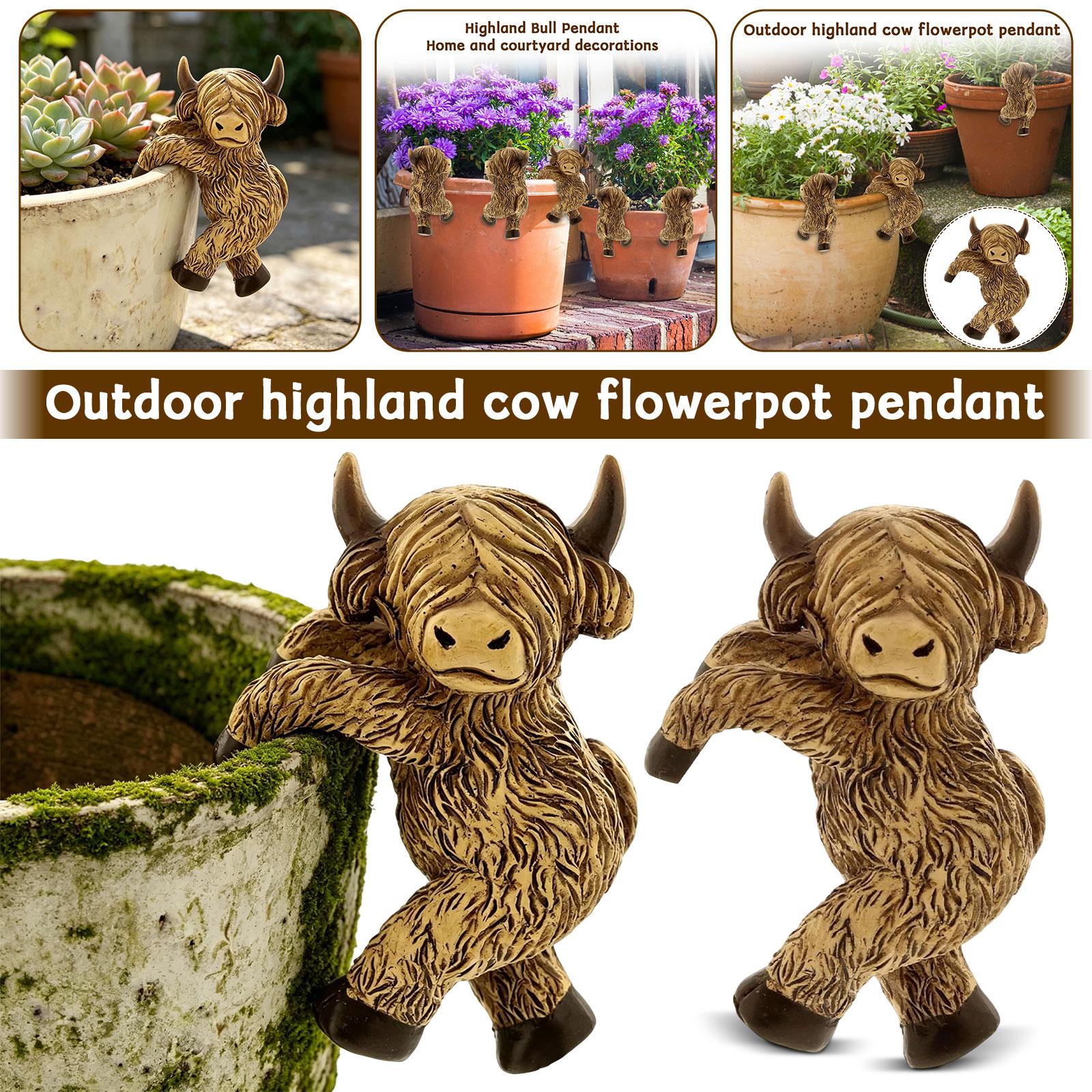 

New Spring Cow Hanging Decor, Home & Garden Outdoor Ornament, Cattle Planter Hanging Pendant One Size