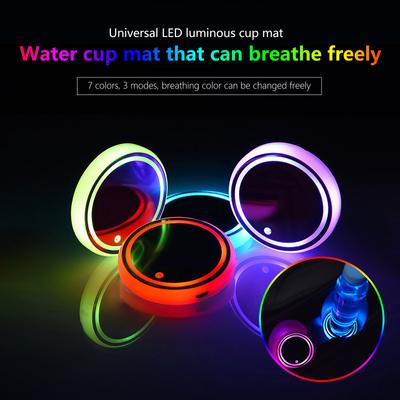 LED držák na poháry do auta Atmosphere Light, 7barevný USB nabíjecí vodotěsný podnos