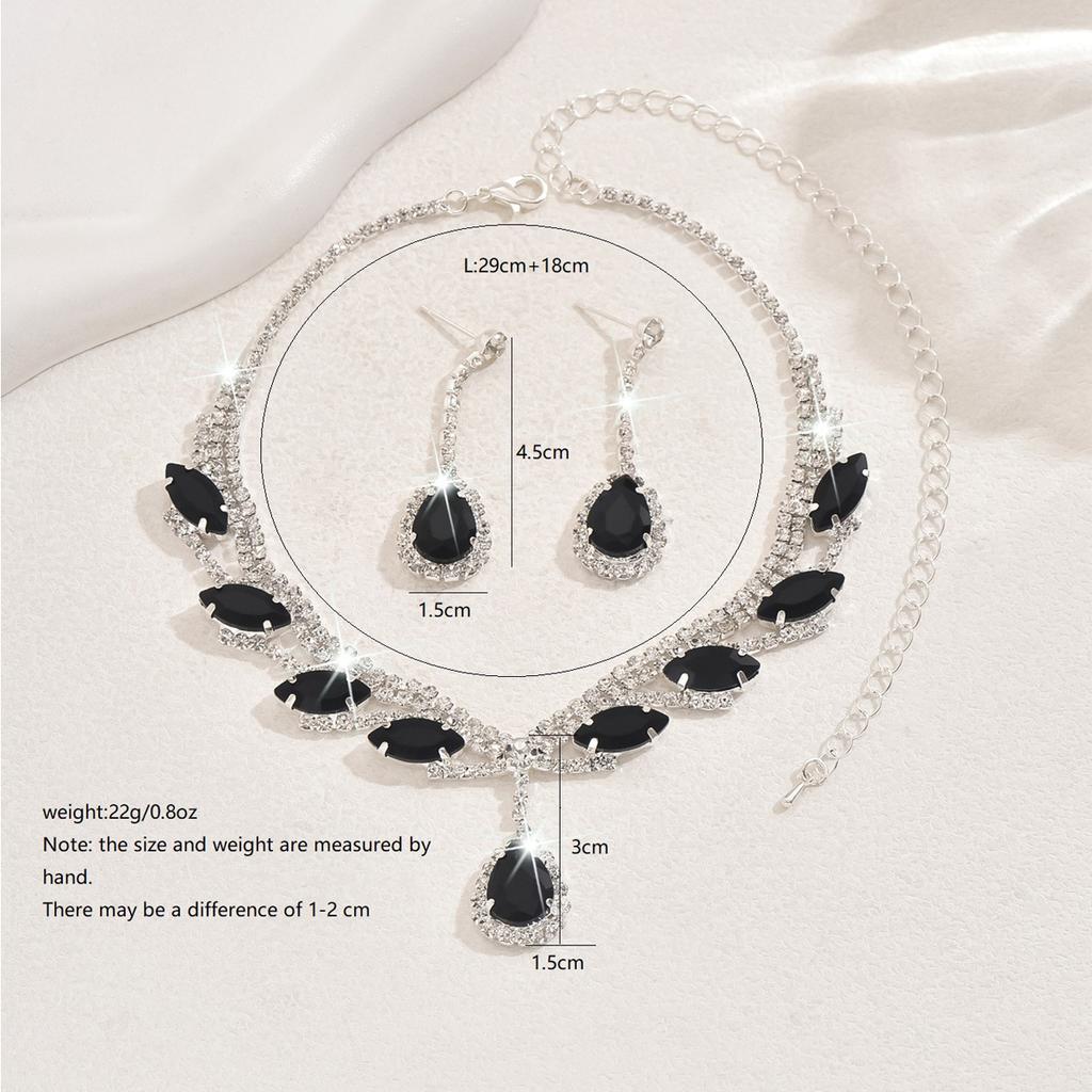 Crystal Necklace Earrings for Women Water Drop Pendant Wedding Bride Jewelry Accessories