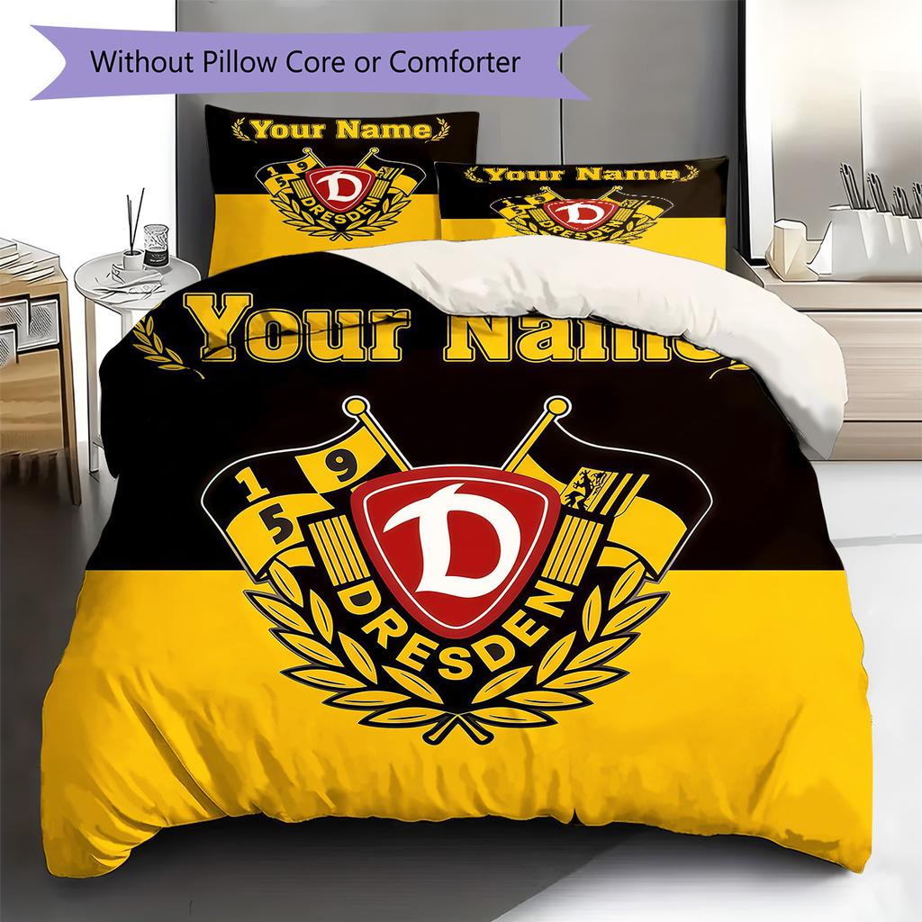 Custom Name Dresden Crest Bedding,Quilt Set Quilt Cover Pillowcase Home Birthday Gift (1 * Duvet Cover + 2 * Pillowcase, Without Core)