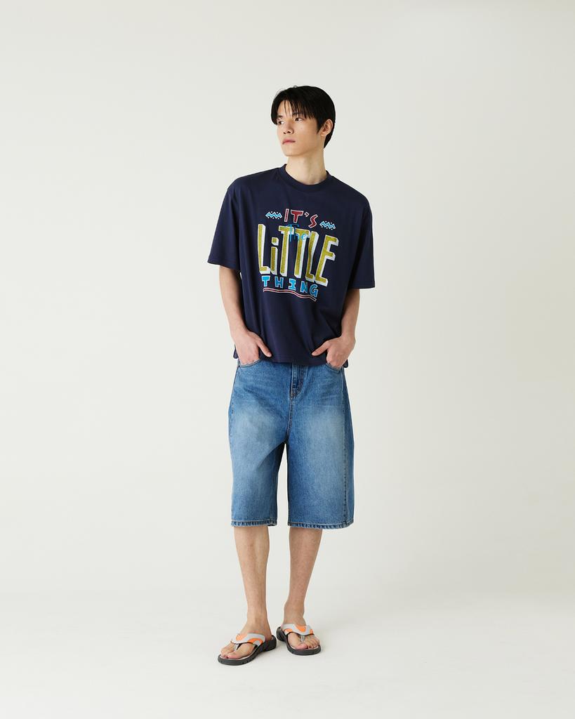 Diaendeukweseucheon Little Thing Print T-Shirt / Navy