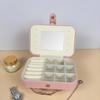 Travel Jewelry Storage Box with Mirror Solid Color Simple Earrings Ring Necklace Jewelry Box Double Layer Household Jewelry Box