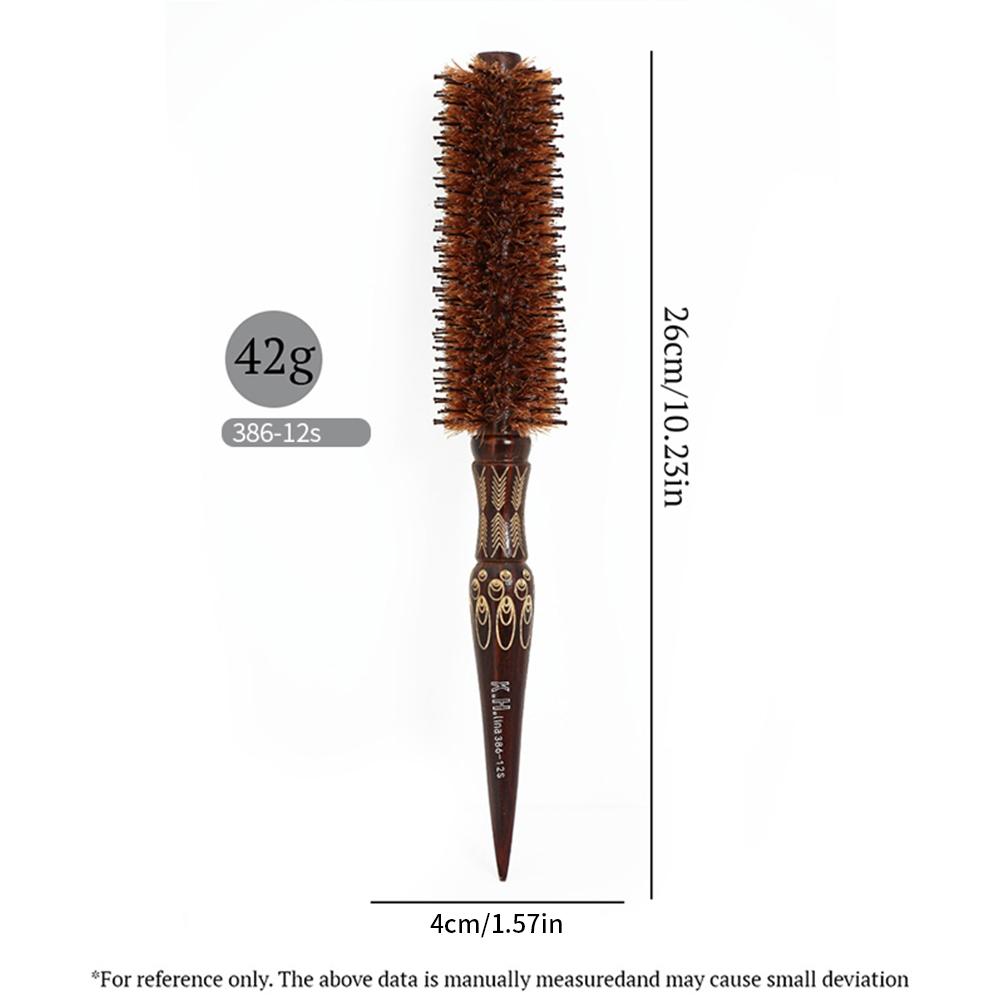 Natural Wooden Bristle Hair Round Brush Hair Roller Brush Hairdressing Anti Static Professional Barber Hair Comb Styling Tools