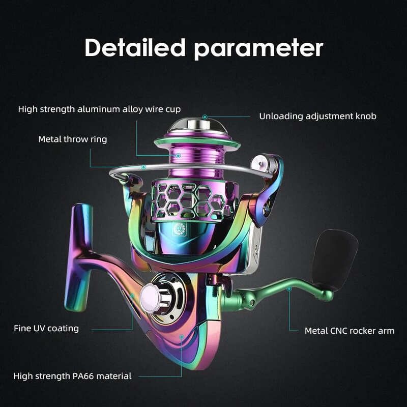 New Colored Metal Electroplated Spinning Reel Ultra-light Maximum Resistance 12 Kg Sea Fishing Spinning Reel Suitable for Seawater and Freshwater