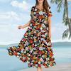 Women's Casual Loose Bohemian Floral Print Short Sleeve Dress