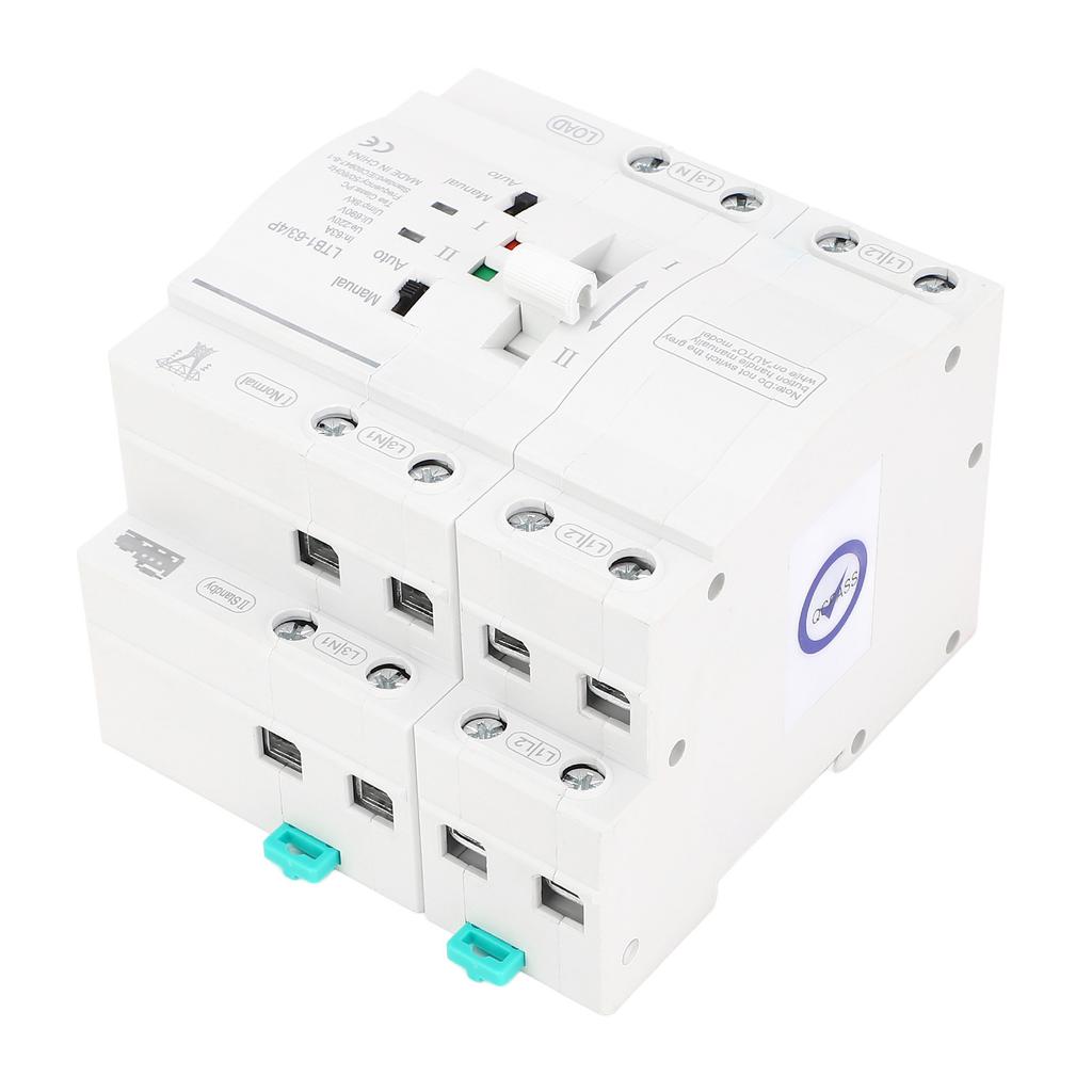 Double Power Automatic Transfer Switch 4P 63A Uninterrupted Power 35mm Din Rail Mini ATS Mains to Motor