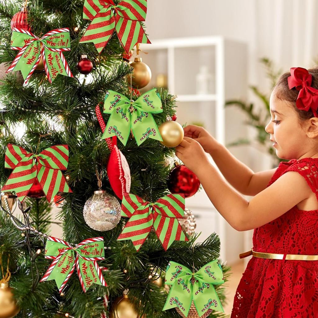 12 PCS Red Green Christmas Bows, 6' Wreath Bows for Tree & Home Decor