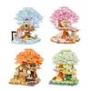 Cherry Blossom Street Scene Building Blocks - Compatible with Lego, Educational Toys for Kids, Girls' Gift