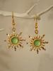 Boho-Chic Green Sun Dangle Earrings - Zinc Alloy With 316L Stainless Steel Posts, Perfect For Casual Attire & Gifts