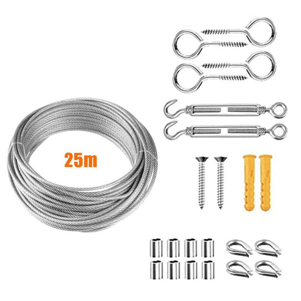String Light Hanging Kit Stainless Steel Steel Wire Rope Heavy Duty String Lights Suspension Tool