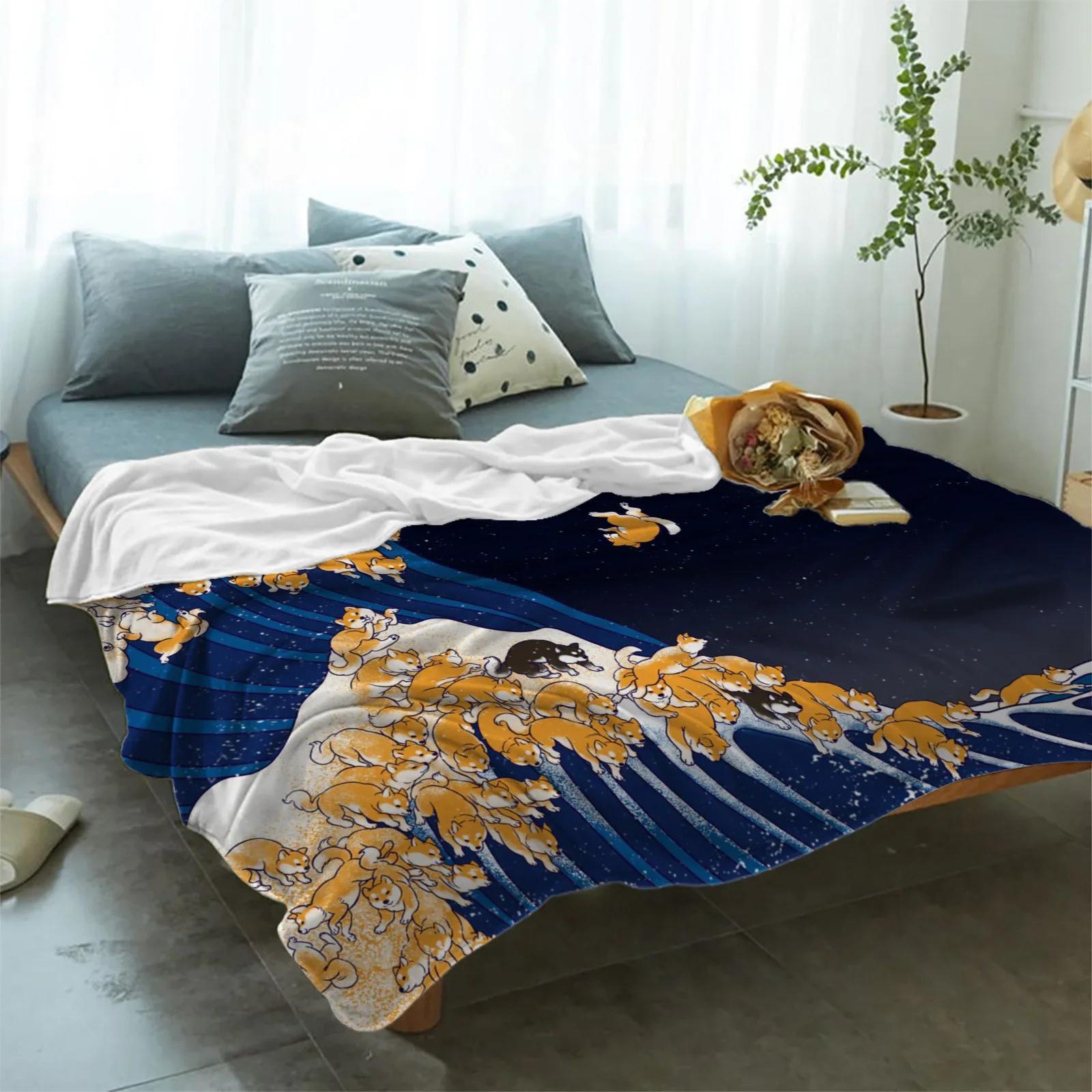 Shiba Inu Flannel Blanket Warm Soft Sofa Blanket Winter Sheet Bedspread Camping Travel Blanket 100cmx150cm