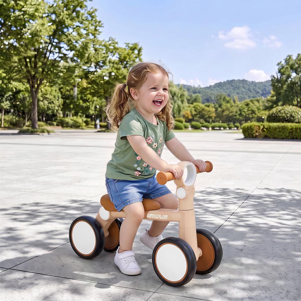 Balance Bike, Lightweight Baby Balance Bike with Foldable Design, Adjustable Seat, No Pedal for 1–2 Years, Pink