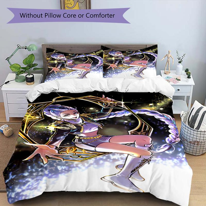 3pcs KPop Demon Hunters RUMI6 Design Cover Set - HD Printed Bedding with 1 Cover and 2 Pillowcases - Perfect for Home and Dorm Decor