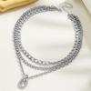 Individually Exaggerated Circular Pendant with Aluminum Chain, Multi-layer Layered Women's Necklace