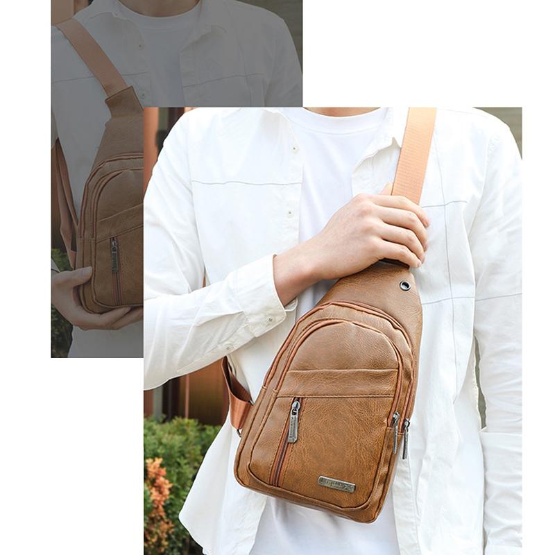 Men'S Crossbody Bags Men'S Chest Bag Designer Messenger Bag Leather Shoulder Bags Diagonal Package Large Capacity Bag For Travel