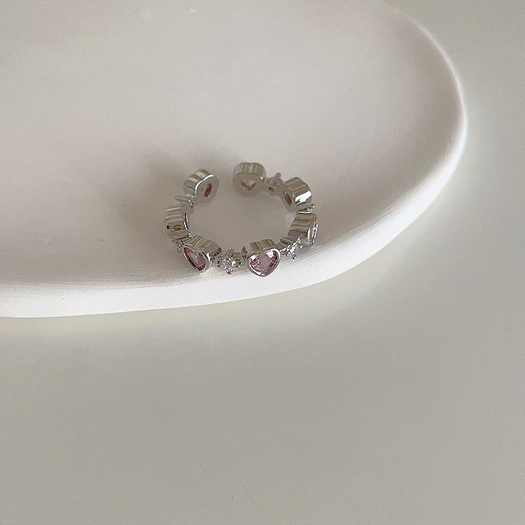 Highquality S925 Pure Silver Pink Zircon Ring For Women With Modern Geometric Style Perfect For Layering With Rings Other