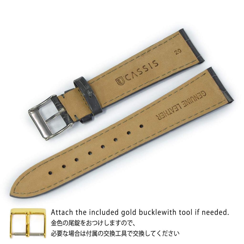 CASSIS VSHAPE Calfskin Watch with Replacement UV443008091020M Strap, 20mm, Gray, Tool,