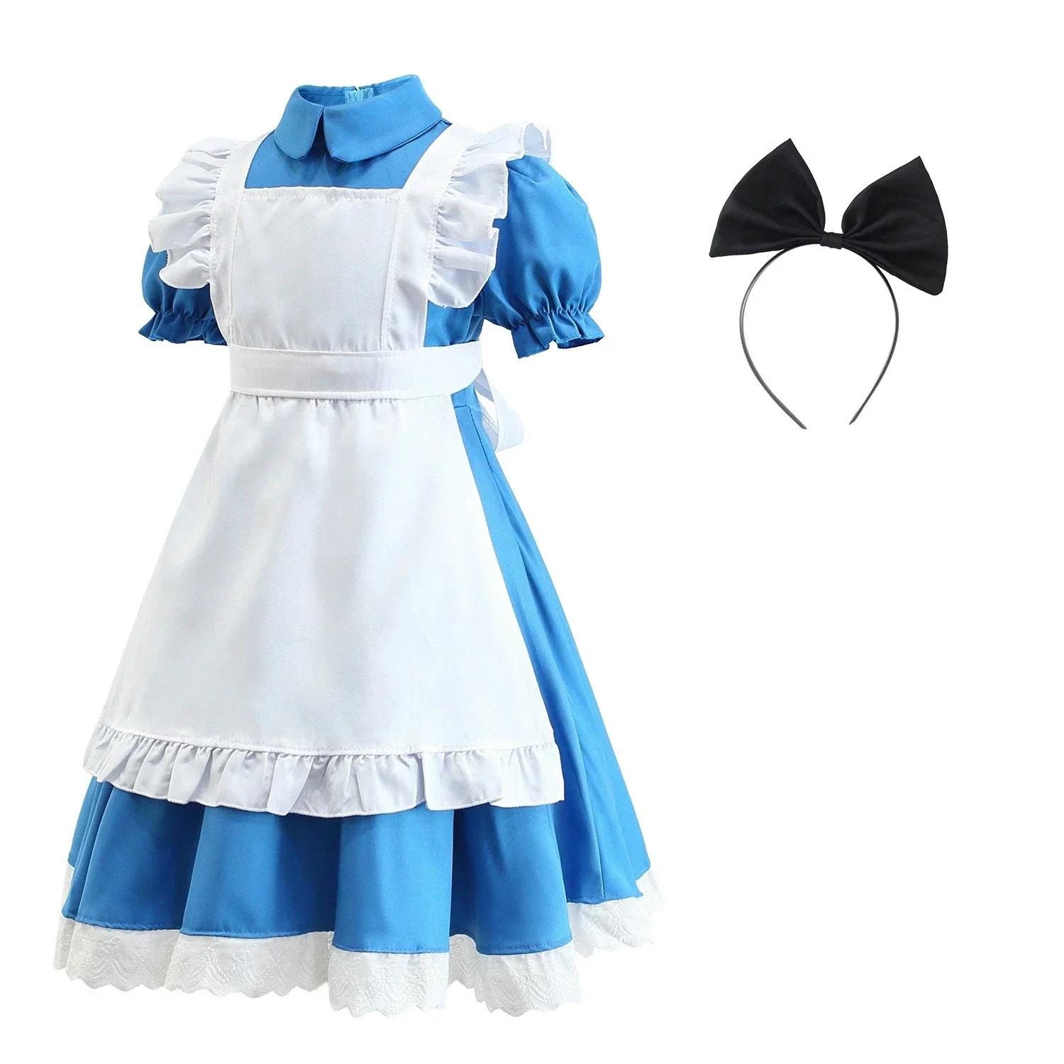 Anime Blauwe Alice in Wonderland Cosplay Outfit Zoete Lolita Meisjesjurk Voor Vrouwen Pastorale Lolita Meisjes Outfit Rol Halloween Spel 110 white