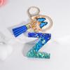 26 English Alphabet Letter Tassels Keychain Crystal Acrylic Butterfly Pendent Key Chain Women Gift Fashion Jewelry Accessories