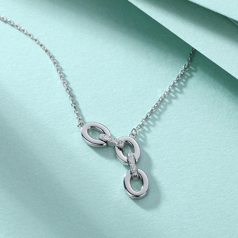 Three-ring Ring Pendant 925 Silver Chain Necklace Female Niche Design Versatile Foreign Trade Personality Sterling Silver Clavicle Chain INS