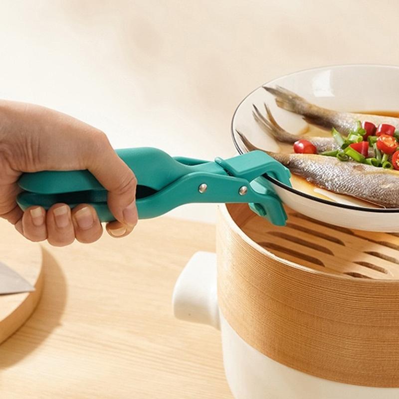 Bowl Holder Clip Safe Handling Kitchen Tongs with Silicone Cover Hot Dishes Grippers Tongs for Baking and Grilling