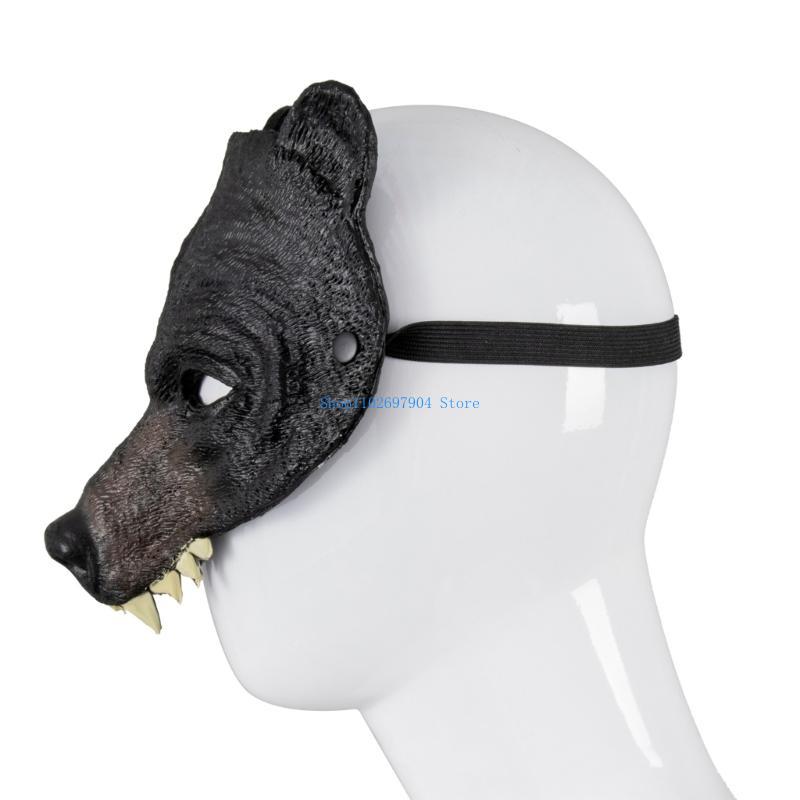 N7YF Realistic Bear Cosplay Mask Masquerades Accessory Animal Head Half Face Mask for Carnivals and Theme Parties Costume