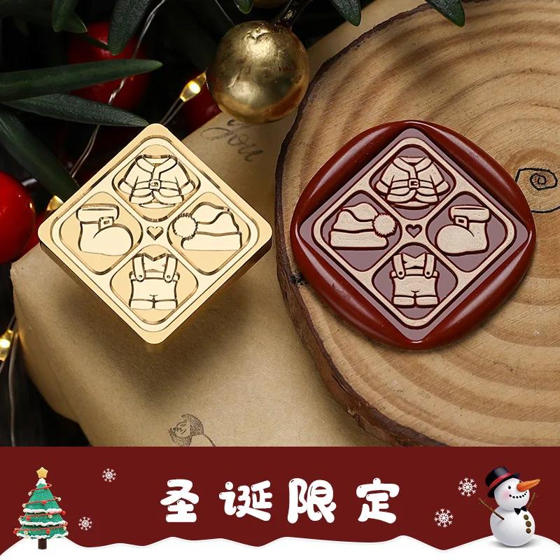 Merry Christmas Wax Stamp Retro Copper Brass Snowflake Reindeer Seal DIY Wax Sealing Stamp Envelope for Wedding Wax Seal HCZ052