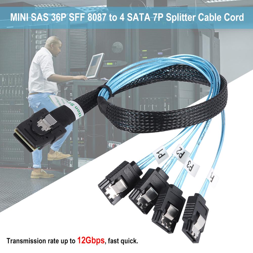 Mini Splitter Cables 36-Pin To 4 SATA 7-Pin SAS SFF-8087 Internal Hard Drive for Households Computer Safety Parts