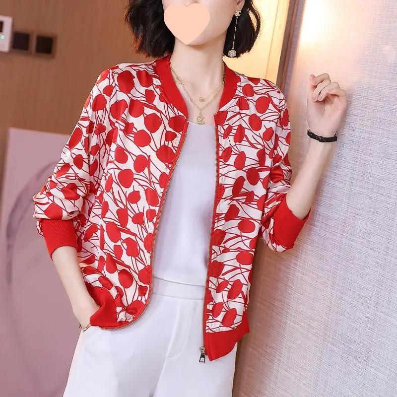Chiffon Summer Cardigan Jacket for Petite Women - Trendy, Sun-Protective Short Baseball Style for Middle-Aged Women XL