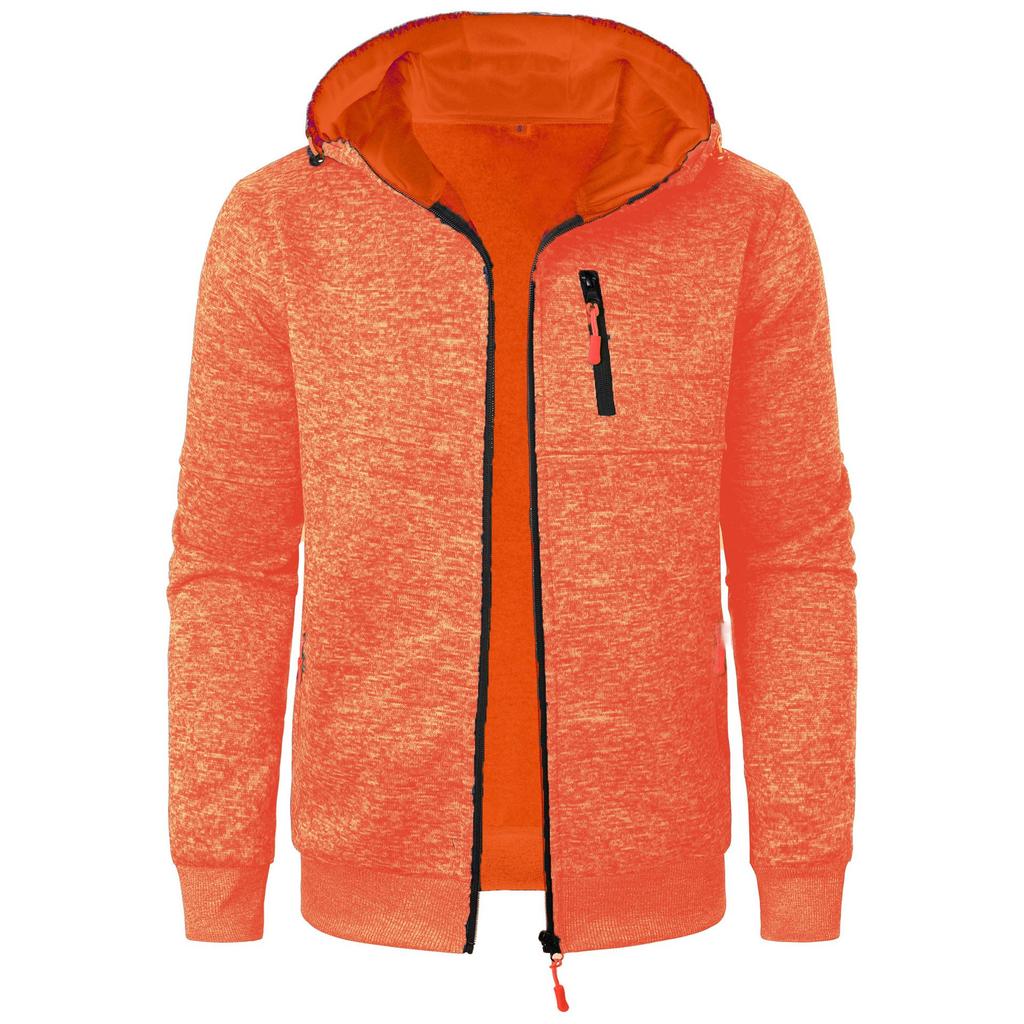 Men's Sports Fitness Casual Hooded Sweatshirt Youth Solid Design Knit Jacket